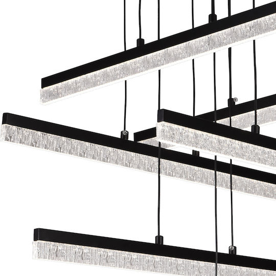 Alista Home Lumini Suspendate Negru LED cu Lumină Alb Rece cu Cristale Înălțime Reglabilă