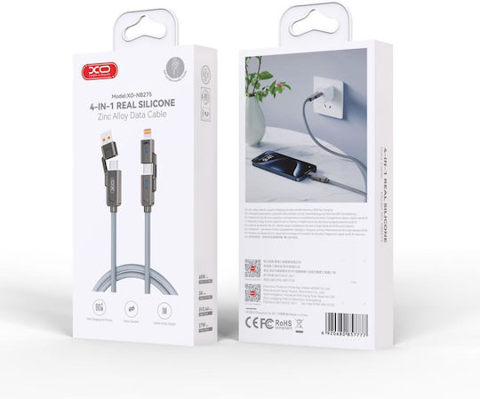 XO USB to Type-C / Lightning Cable Μαύρο 1m XO-857777
