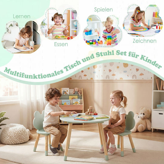 Kids Table for Painting Made of Wood Green Costway