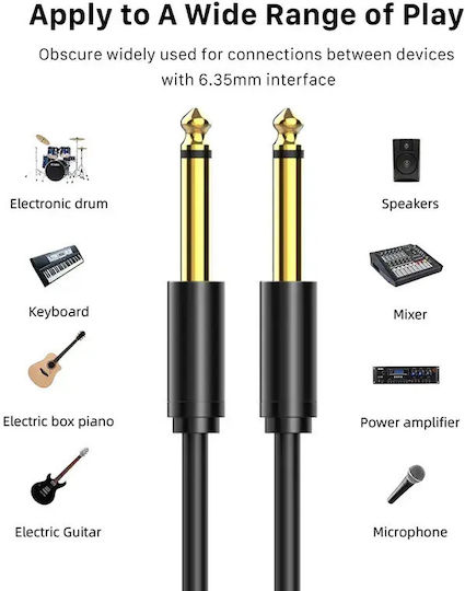 Cabletime Μετατροπέας 6.3mm male σε 6.3mm male 1τμχ DM129432