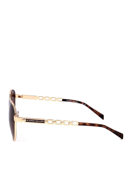 Karen Millen Woman Sunglasses With Gold Frame And Brown Lens KM7021 420