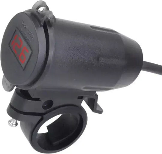 Wasserbeständiger Motorrad-Handy-Ladegerät mit Schnellladen mit USB-Anschlüsse 2x mit Voltometer