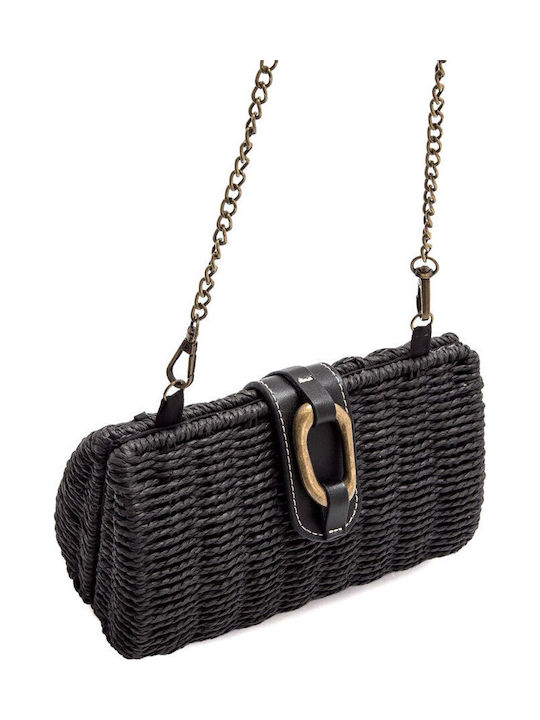 Rattanstasche Damen Clutch Schwarz