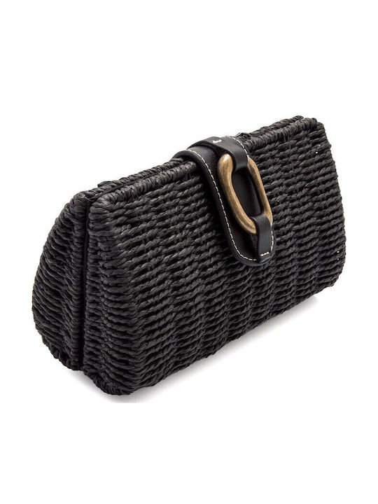 Rattanstasche Damen Clutch Schwarz