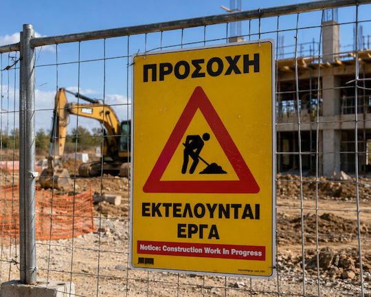 Προσοχη Εκτελουνται Εργα Πινακιδα Αλουμινιου 35χ48 Infosign 10515