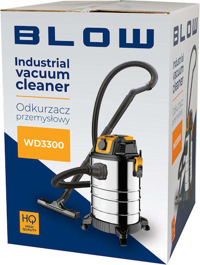 Blow Nass-Trocken Staubsauger 2000W mit Edelstahlbehälter 25lt Grau