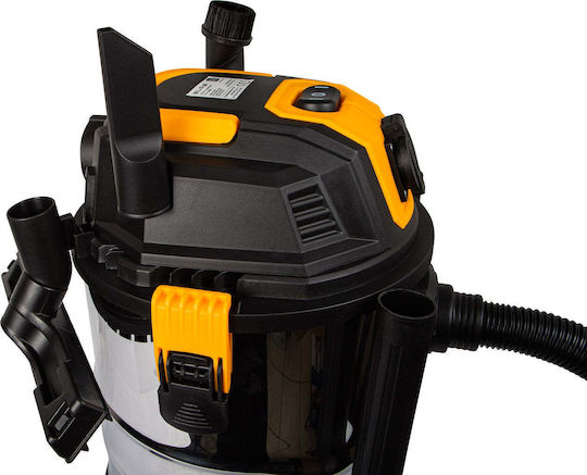 Blow Nass-Trocken Staubsauger 2000W mit Edelstahlbehälter 25lt Grau