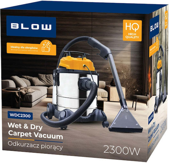 Blow Wet-Dry Vacuum Cleaner with Plastic Container 25lt Silver