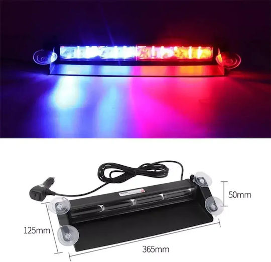 Epagelmatikos Faros Parbriz Hyper2 LED Albastru Roșu Strobe Semnalizare 12/24V 12 Hypersmd LED 18000lm Tc-409