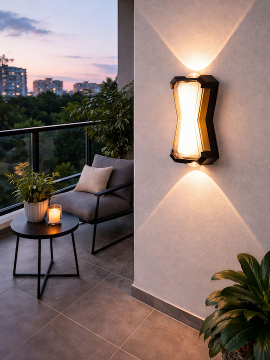 Led Wall Light Ax216 Outdoor Indoor 2 Sources X 10w Metallic Black 3000k