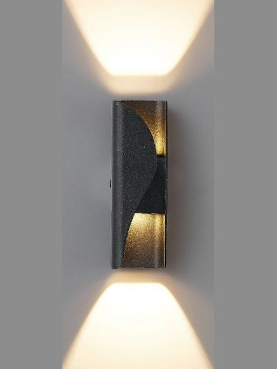 Led Wall Light Ax221 Outdoor Indoor 2 Sources X 6w Metallic Black 3000k