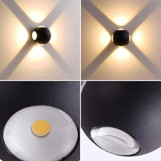 Led Wall Light Ax240 Outdoor 4 Sources 4w Black 3000k
