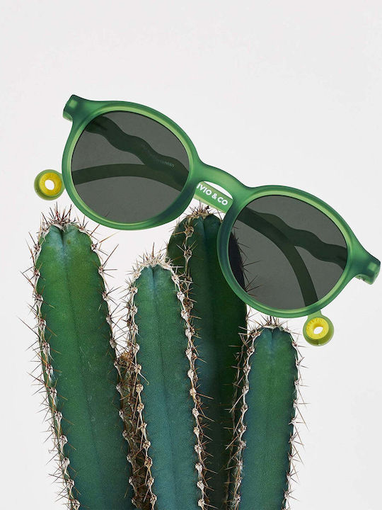 Olivio & Co Classic Oval Kids Sunglasses with Polarized Green Lenses for 5-12 Years