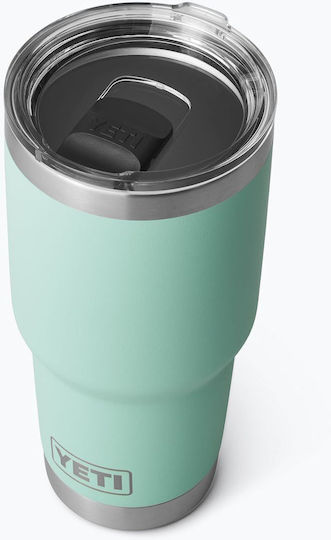 Yeti Rambler Stapelbarer Becher Thermosflasche Rostfreier Stahl BPA-frei 887ml Seafoam mit Stroh und Handgriff