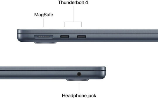 Apple MacBook Air 15.3" IPS Panel Retina Display (M5-10-Ядрен/16GB/1TB SSD/10-Core GPU/10-Core GPU) Миднайт (Английски САЩ Клавиатура)