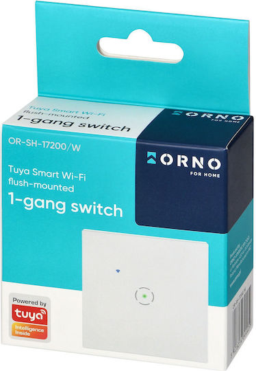 Orno Вграден Стенен Прекъсвач Wi-Fi Еднополюсен с Рамка Бял