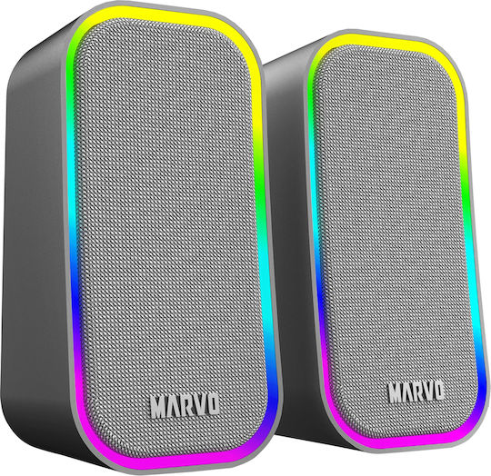 Marvo SG-285 Havoc20 Компютърни тонколони 2.0 с RGB осветление и мощност 6W в Сив цвят
