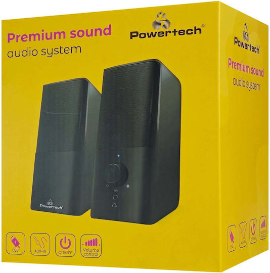 Powertech PT-847 Computerlautsprecher 2.0 mit Leistung 3W in Schwarz Farbe