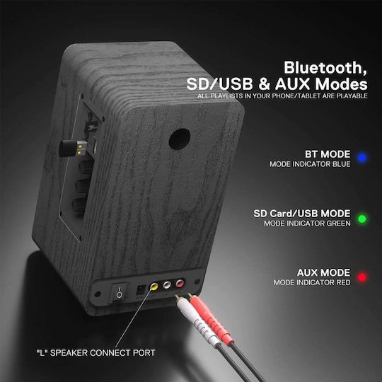 Redragon GS813 Ασύρματα Ηχεία Υπολογιστή 2.0 με RGB Φωτισμό και Bluetooth Ισχύος 20W σε Μαύρο Χρώμα
