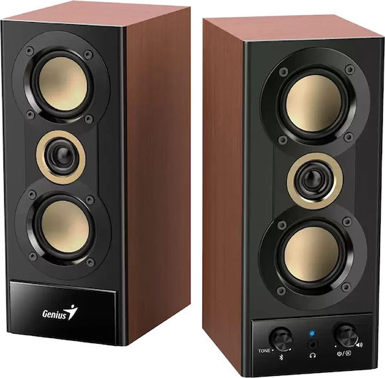 Genius HF800BT Ηχεία Υπολογιστή 2.0 με Bluetooth και Ισχύ 20W Καφέ