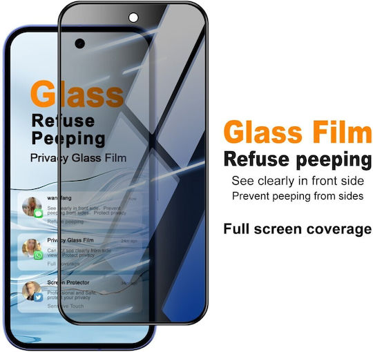 Google Pixel 10a 5g Imak Privacy Full Tempered Glass Screen Protector Black