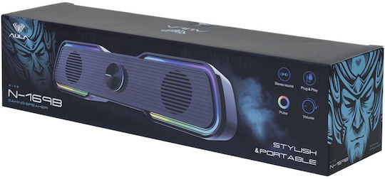Aula AUL-N-169B Ηχεία Υπολογιστή 2.0 με RGB Φωτισμό και Ισχύ 3W Μαύρα