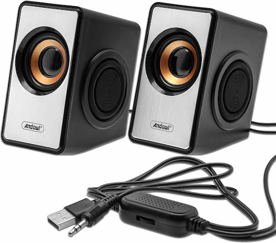 Andowl Q-YX16 Ηχεία Υπολογιστή 2.0 με Ισχύ 3W σε Ασημί Χρώμα