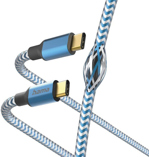HAMA Редовна USB 2.0 Кабел USB-C мъжки - USB-C мъжки 15W Син 1.5м (00201557)