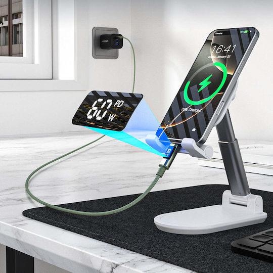 Choetech USB 2.0 Cable USB-C Male - USB-C 60W PD Green 1.2m
