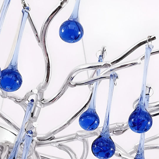 Candelabru Cristal Cc335/400ch 4x G9 Crom Cristale Albastre 40cm Înălțime Reglabilă