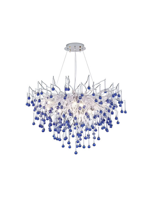 Crystal Chandelier Cc335/400ch 4x G9 Chrome Blue Crystals 40cm Adjustable Height