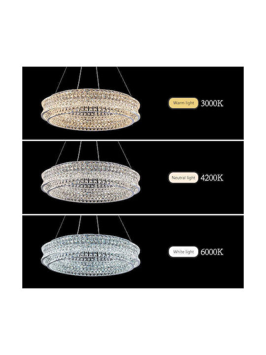 Candelabru Led Telecomandă Llc160/500gd Cristal Metal 55w Reglabil Intensitate Reglabil Înălțime Lumină Rece Caldă Neutră Iluminat Luxos