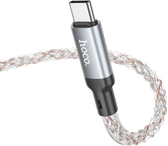 Hoco LED / Braided USB 2.0 Cable USB-C male - USB-C 12W Πολύχρωμο 1m U112