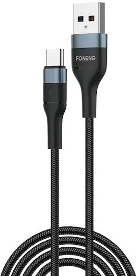 Foneng Cablu USB 2.0 X51 USB-C Masculin - USB-A Negru 2m