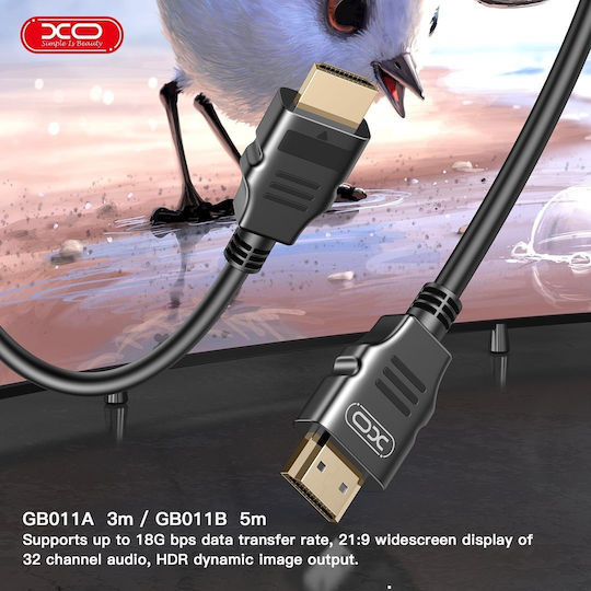 Καλώδιο Βίντεο Xo Design Gb011b Hdmi Hdmi 4k 5 Μέτρα Μαύρο