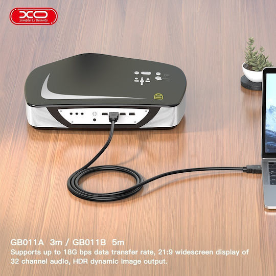 Καλώδιο Βίντεο Xo Design Gb011b Hdmi Hdmi 4k 5 Μέτρα Μαύρο