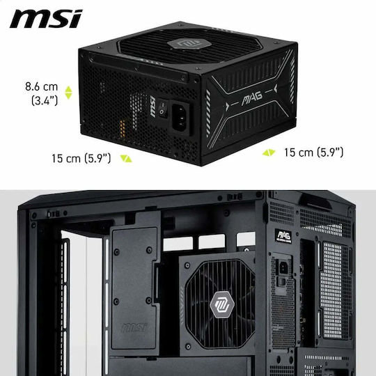 MSI MAG A1000GLS PCIE5 1000W Black Computer Power Supply Full Modular 80 Plus Gold
