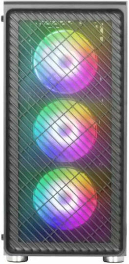 Mars Gaming MC-F Gaming Midi-Turm Computergehäuse mit RGB-Beleuchtung Schwarz