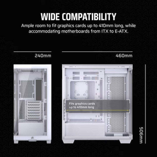 Corsair 3500X LX-R RGB Gaming Midi Tower Κουτί Υπολογιστή με Πλαϊνό Παράθυρο Λευκό
