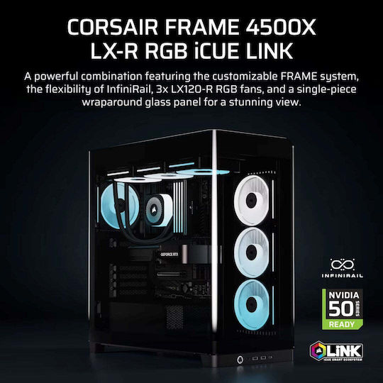 Corsair Frame 4500X LX-R RGB Gaming Midi Tower Κουτί Υπολογιστή με Πλαϊνό Παράθυρο Μαύρο