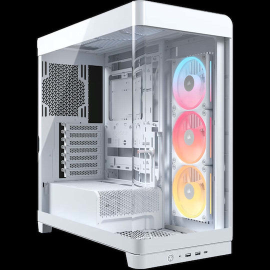 Corsair Frame 4500X LX-R RGB Геймърско бюро Midi Tower Компютърна кутия със страничен прозорец Бял