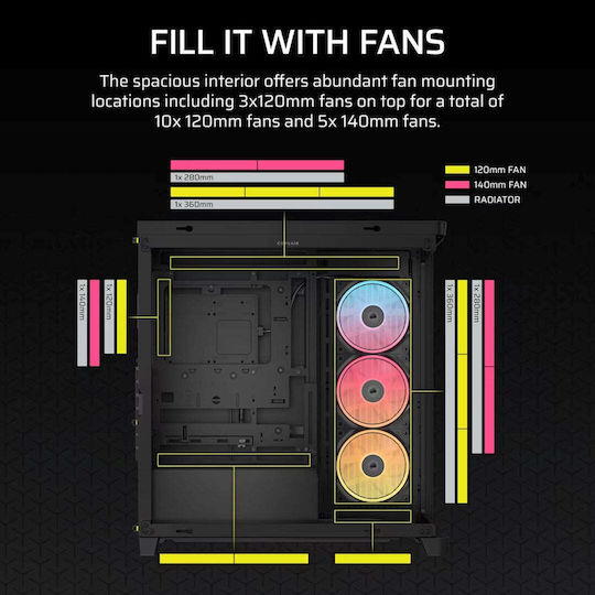 Corsair Frame 4500X LX-R RGB Gaming Midi Tower Κουτί Υπολογιστή με Πλαϊνό Παράθυρο Μαύρο
