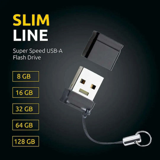 Intenso Slim Line 64GB USB 3.0 Stick Μαύρο