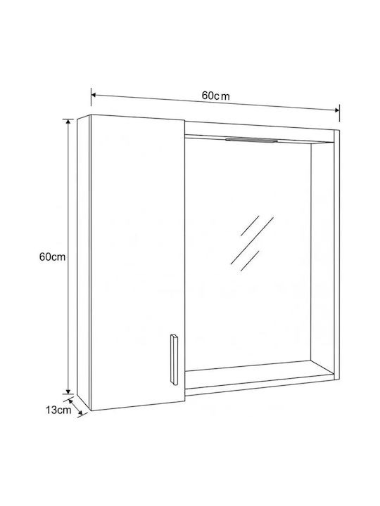 Inter Ceramic Badezimmerspiegel LED mit Schrank 38,5x55,4cm