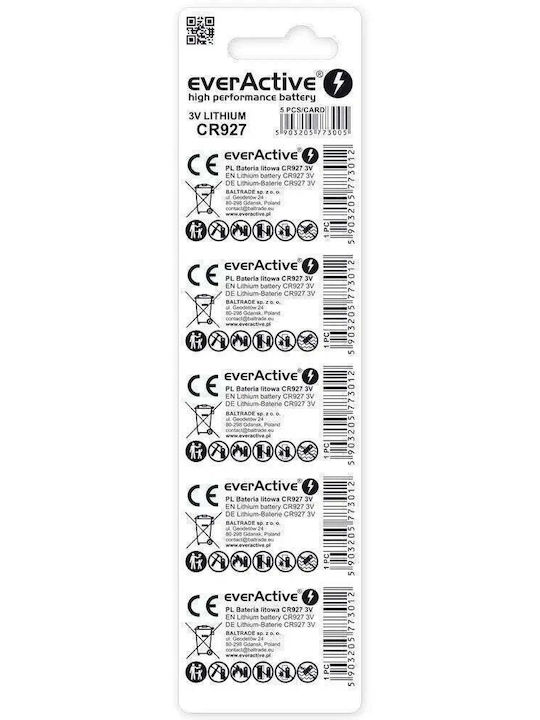 everActive Μπαταρίες Λιθίου Ρολογιών CR927 5τμχ