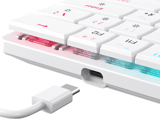 White Shark GK-006211 Nagamaki Gaming Mechanical Keyboard 60% with Custom Red switches and RGB lighting (English US) White