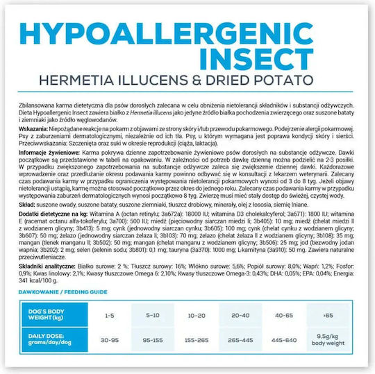 VetExpert Veterinary Diet Dog Hypoallergenic Insect 12kg Ξηρά Τροφή Σκύλων χωρίς Σιτηρά με Πατάτες