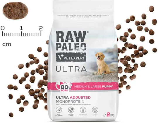 VetExpert Raw Paleo 2kg Ξηρά Τροφή χωρίς Σιτηρά για Κουτάβια Μεσαίων & Μεγαλόσωμων Φυλών με Χοιρινό