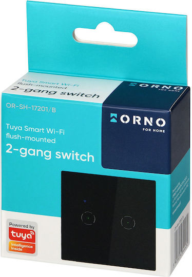 Orno Двоен Вграден Прекъсвач Wi-fi Tuya Smart Home Черен