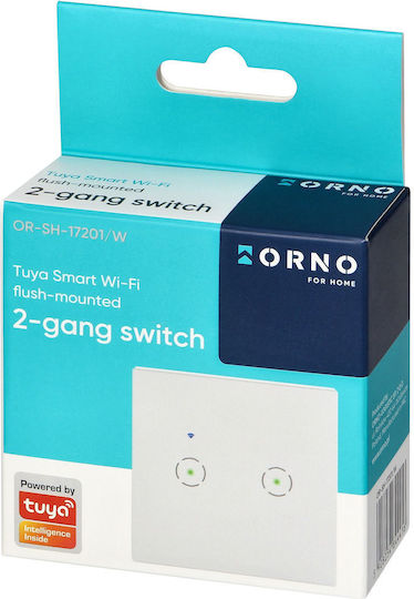Двоен Вграден Прекъсвач Wi-Fi Tuya Smart Home Orno Бял